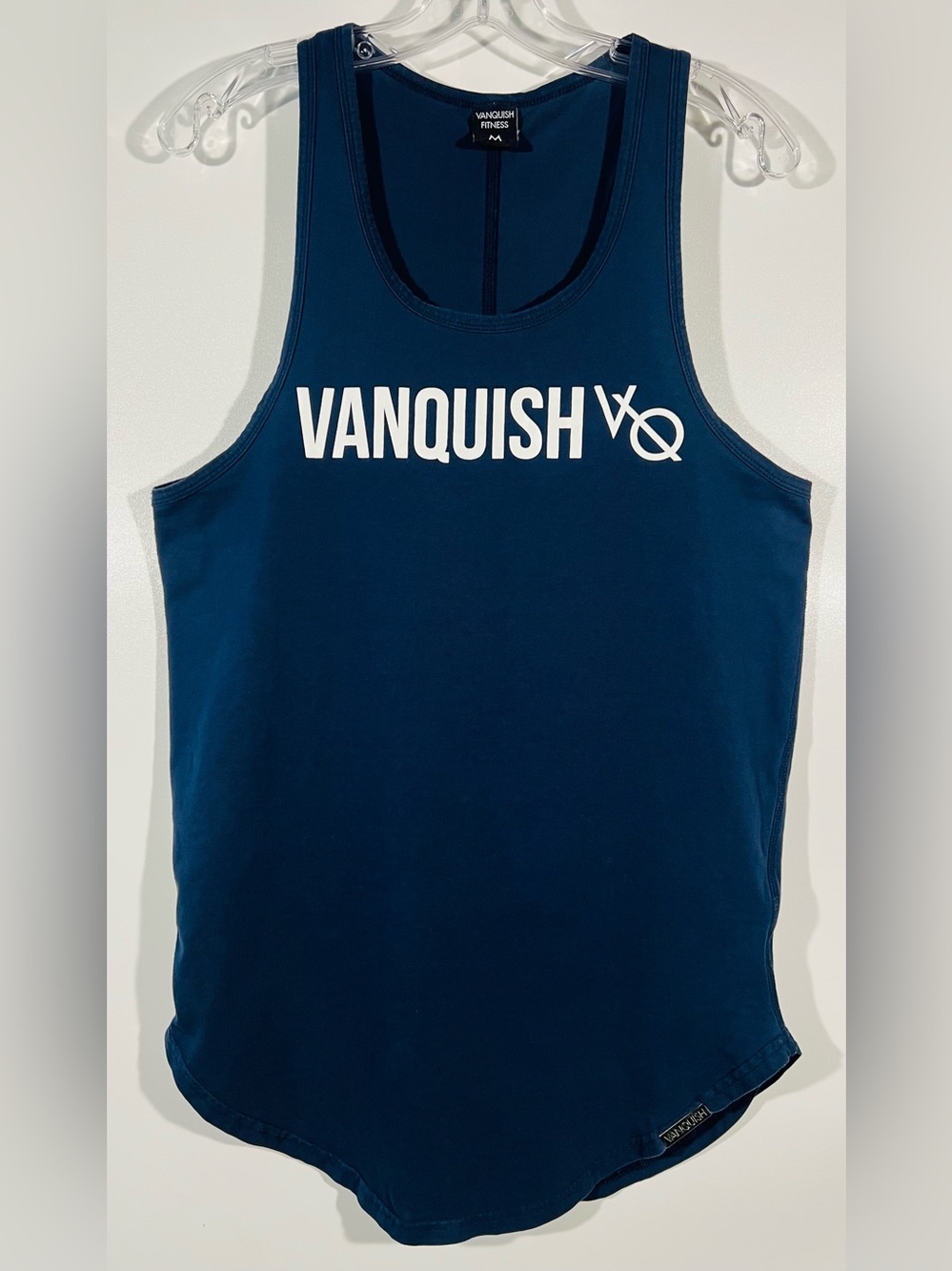 Vanquish Fitness Men Medium Muscle Tank Top Navy VQ Fit Gym Training Shirt M